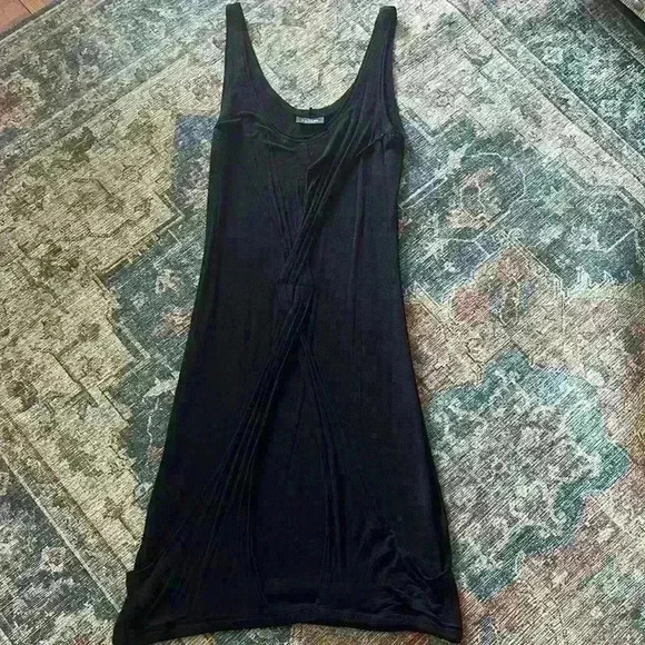 Front twist Draped Midi Stretch Classic Dress Timeless Ruched Boho Lagenlook NÖR - Picture 3 of 7